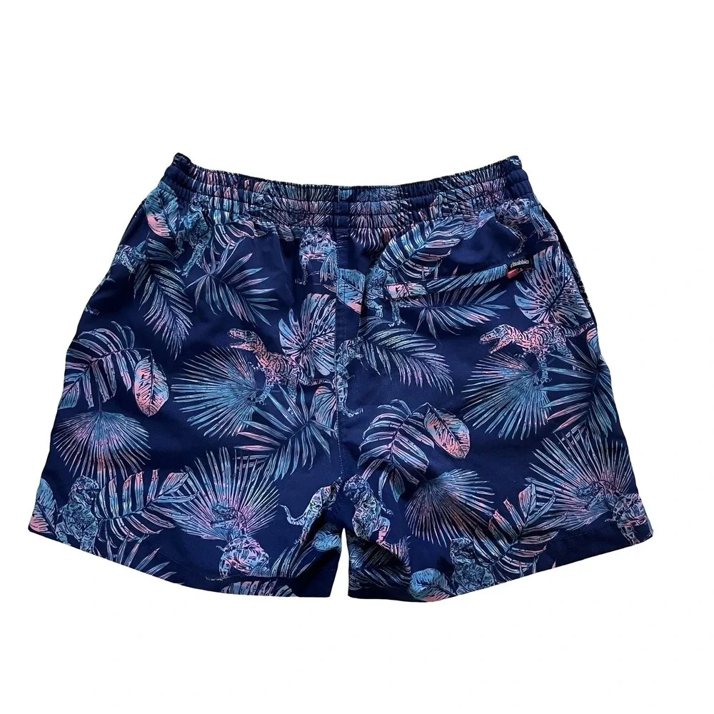 Chubbies Men's Size M Swim Trunks Dark Blue Dinosaur Palm 5.5